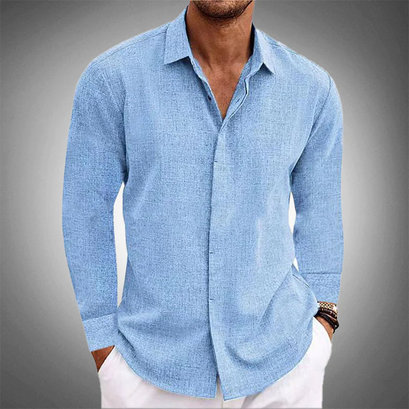 Amarno | Men’s Linen Blend Long Sleeve Shirt