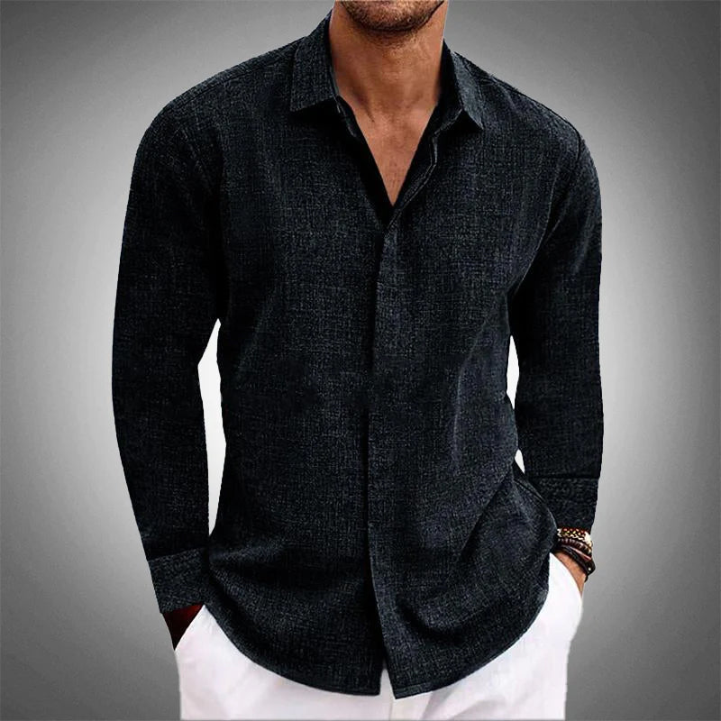 Amarno | Men’s Linen Blend Long Sleeve Shirt