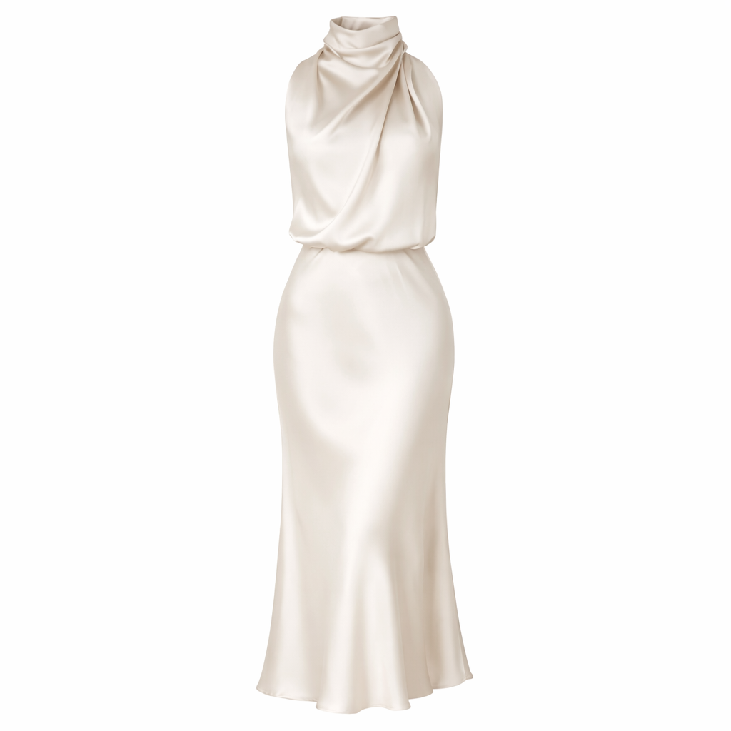 Aranza | Women’s Graduation Dress With V-Neck And Puff Sleeves | Elegant Midi