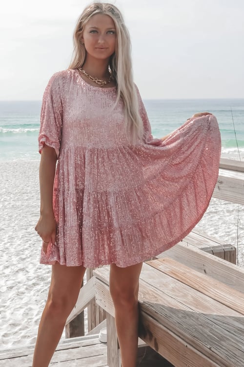 Madison | Women's Sparkle Dress With V-Neck And Pleated Design | Glamorous