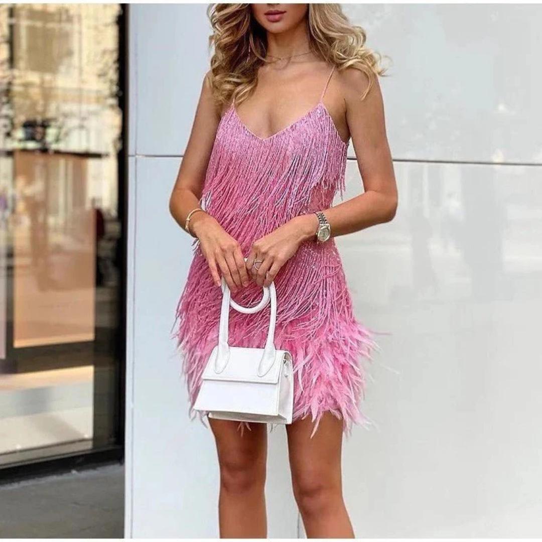 Ava | Women's Prom Dress With V-Neckline And Pleated Texture