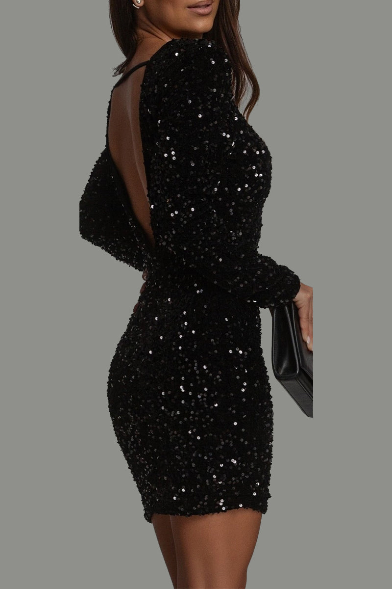 Avery | Women's Cocktail Dress With Long Sleeves And Woven Texture | Glamorous