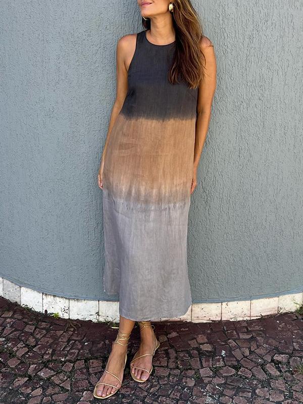 Briar | Women's Cotton Linen Day Dress With Side Split And Relaxed Maxi Silhouette | Casual