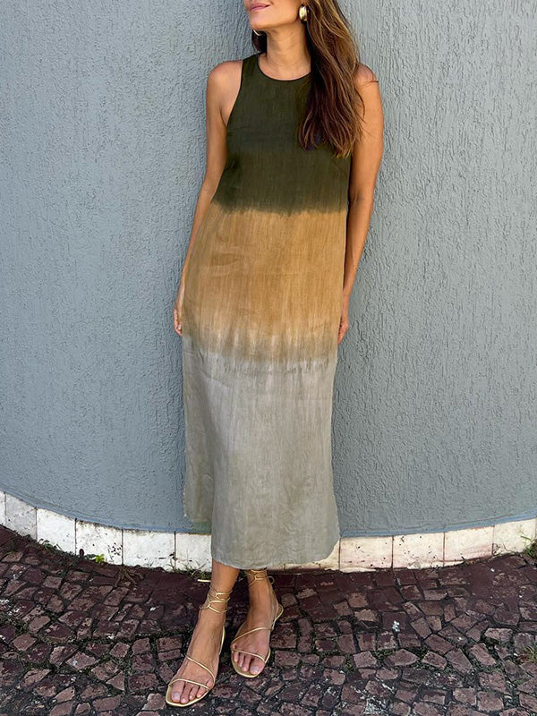 Briar | Women's Cotton Linen Day Dress With Side Split And Relaxed Maxi Silhouette | Casual