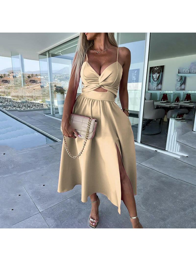 Sophia | Women's Bodycon Dress With Sweetheart Neckline And Front Slit