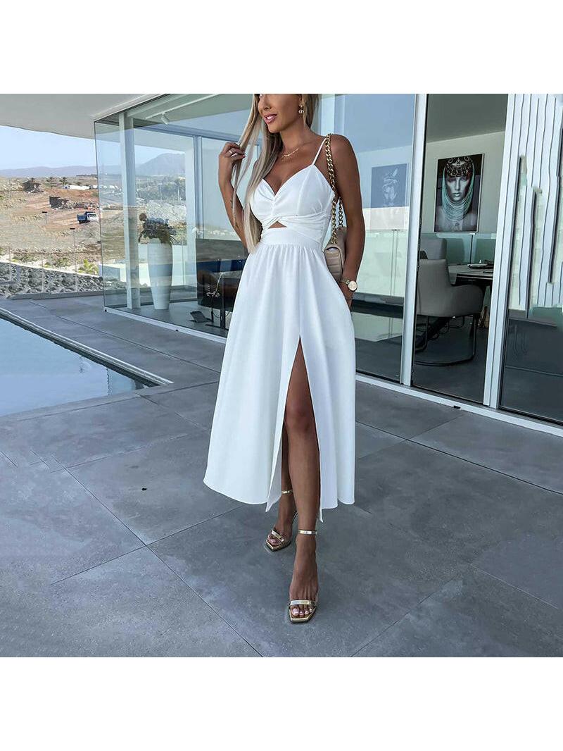Sophia | Women's Bodycon Dress With Sweetheart Neckline And Front Slit