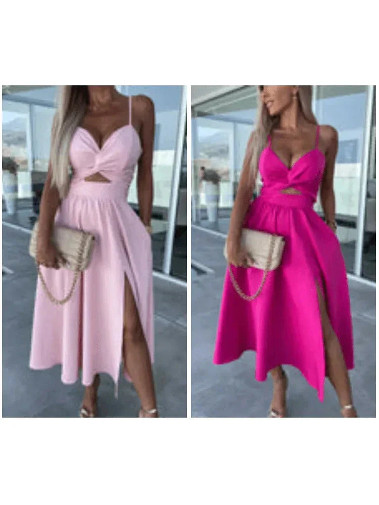 Sophia | Women's Bodycon Dress With Sweetheart Neckline And Front Slit