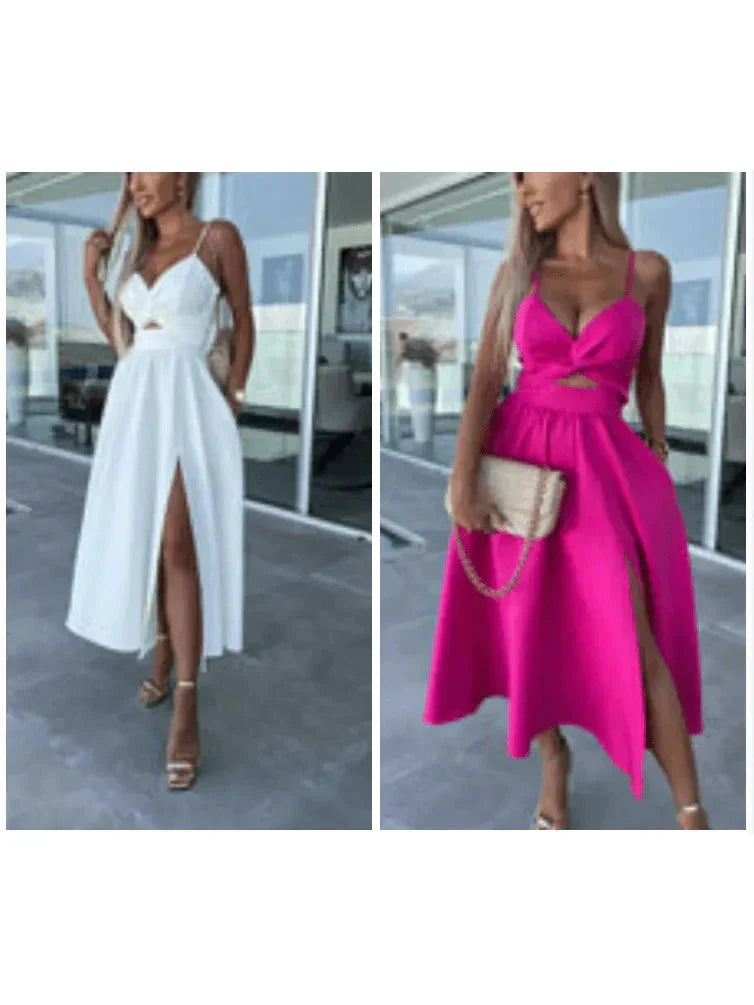 Sophia | Women's Bodycon Dress With Sweetheart Neckline And Front Slit