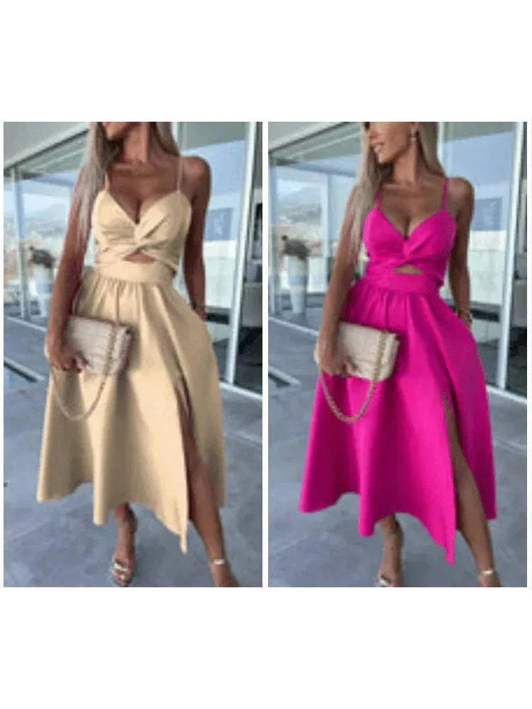 Sophia | Women's Bodycon Dress With Sweetheart Neckline And Front Slit