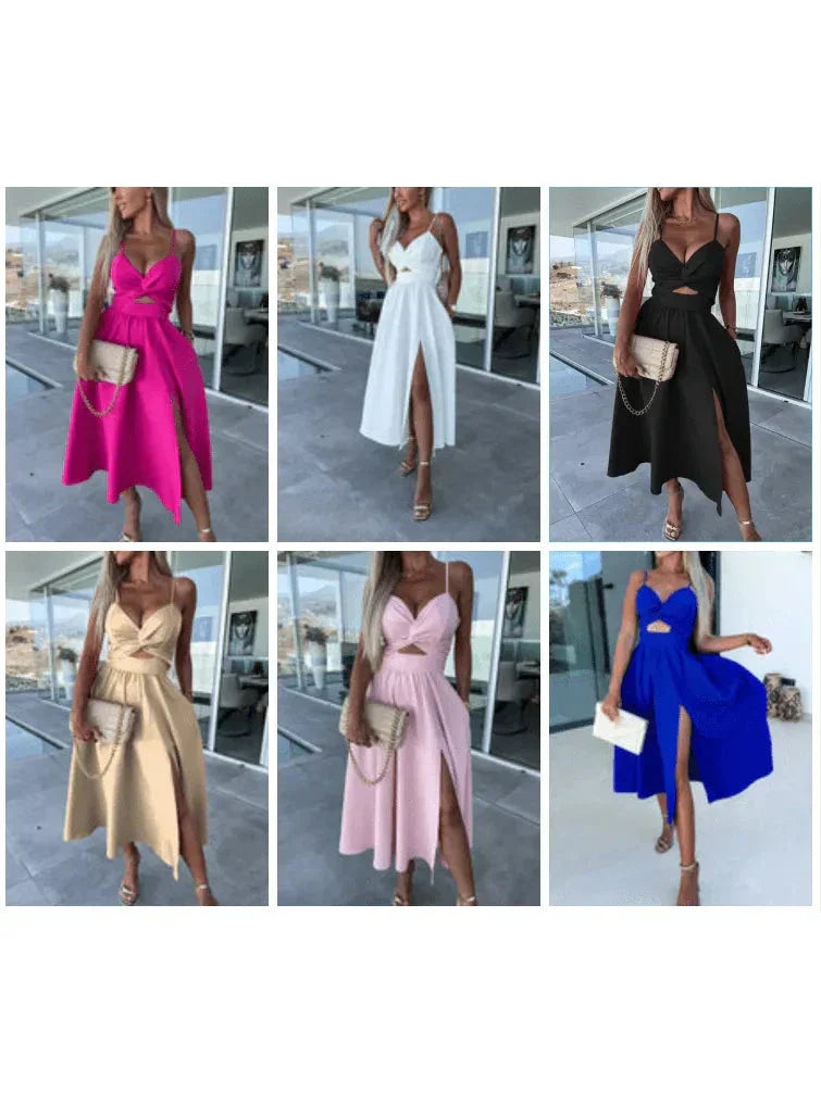 Sophia | Women's Bodycon Dress With Sweetheart Neckline And Front Slit