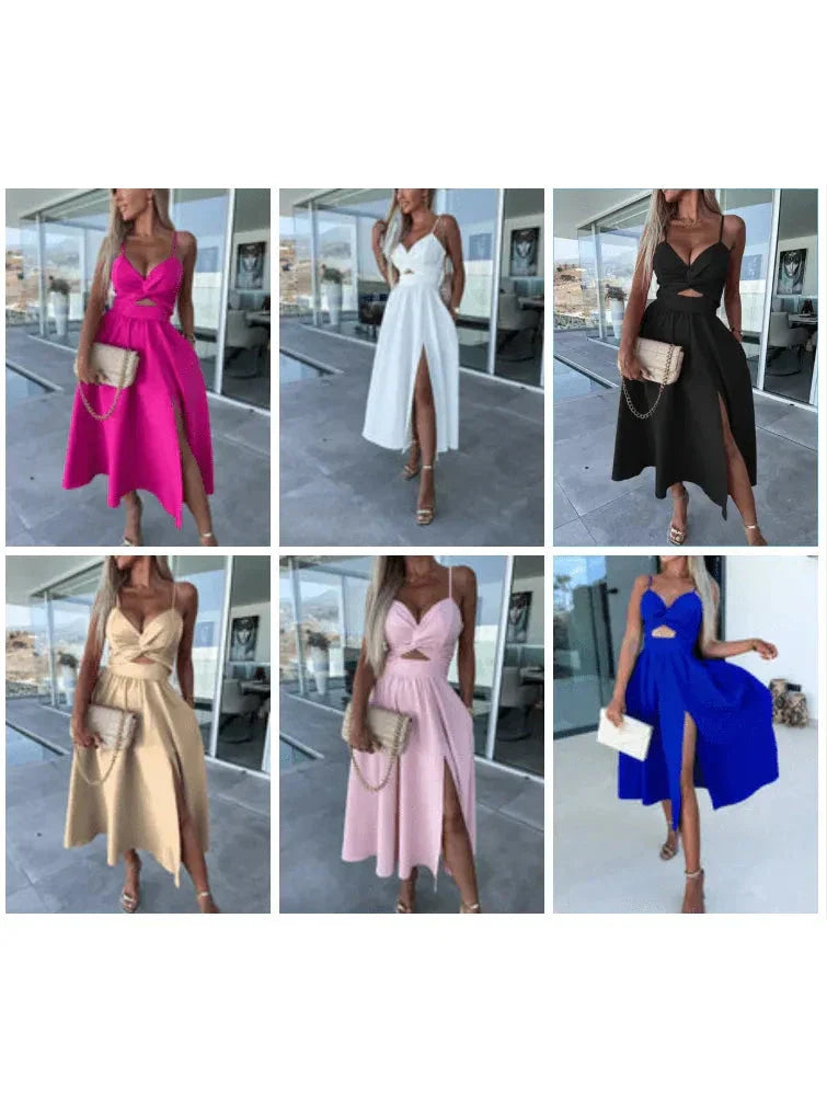 Sophia | Women's Bodycon Dress With Sweetheart Neckline And Front Slit