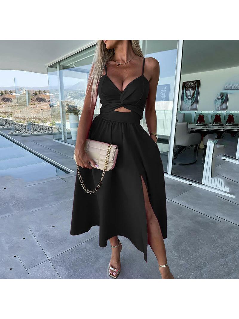 Sophia | Women's Bodycon Dress With Sweetheart Neckline And Front Slit