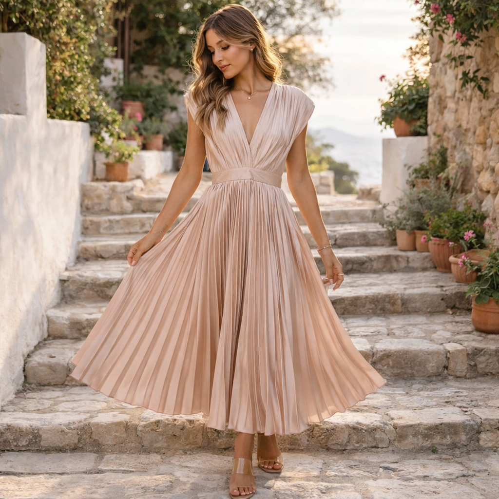 Cassia | Women’s Graduation Dress With V-Neck And Ruffle Sleeves | Elegant