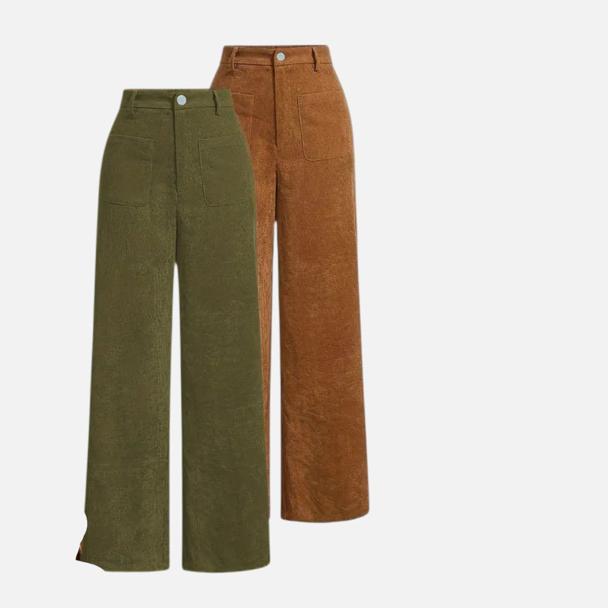 Charlotte | Women's Corduroy-Style Straight-Leg Trousers With Pockets | Modern