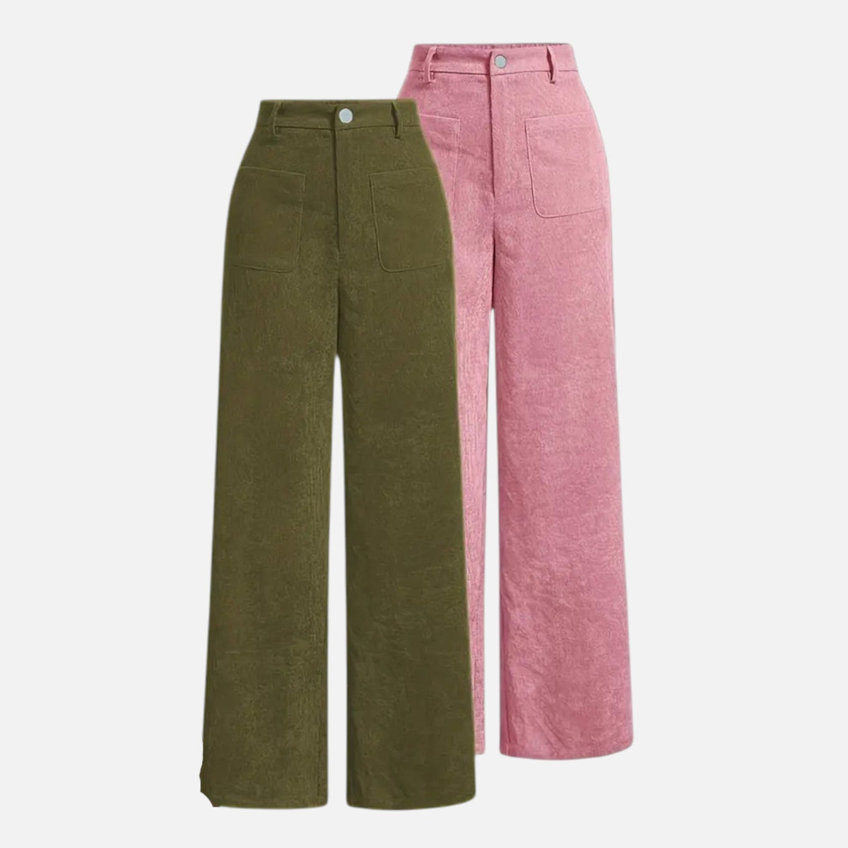 Charlotte | Women's Corduroy-Style Straight-Leg Trousers With Pockets | Modern