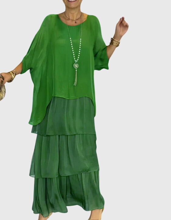 Clara | Women’s Formal Dress With Layered Ombre Skirt And Loose-Fit Top | Elegant