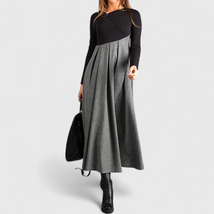 Clara | Women’s Formal Dress With Long Sleeves And Pleated Maxi Skirt | Elegant