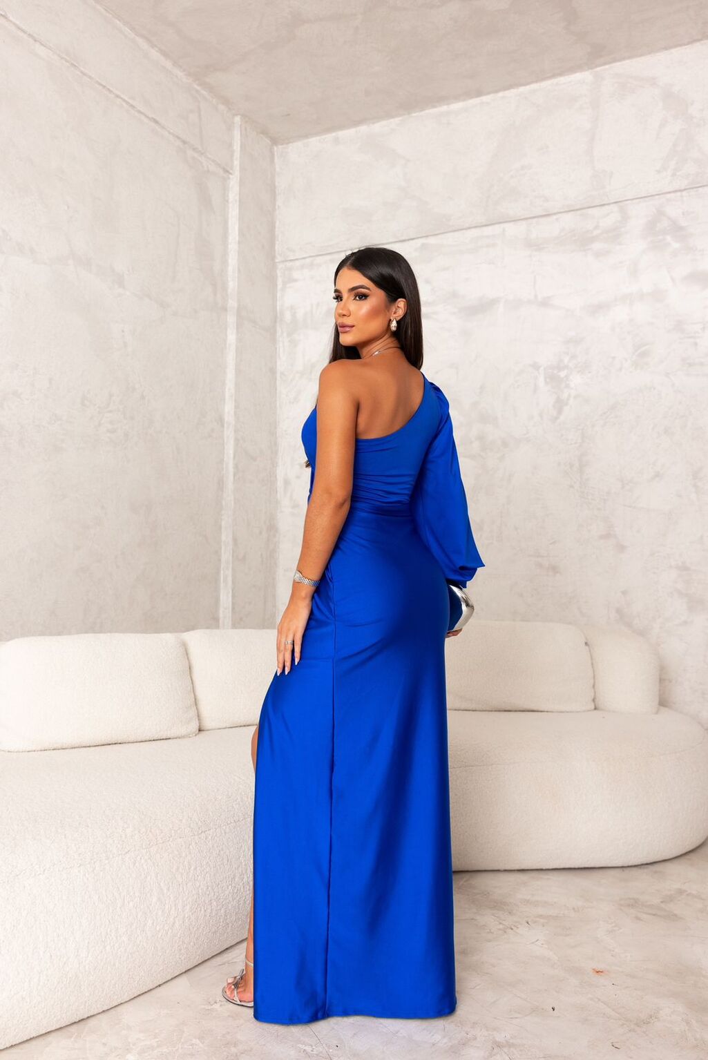 Clara | Women’s Graduation Dress With One-Shoulder Sleeve And Side Slit | Elegant
