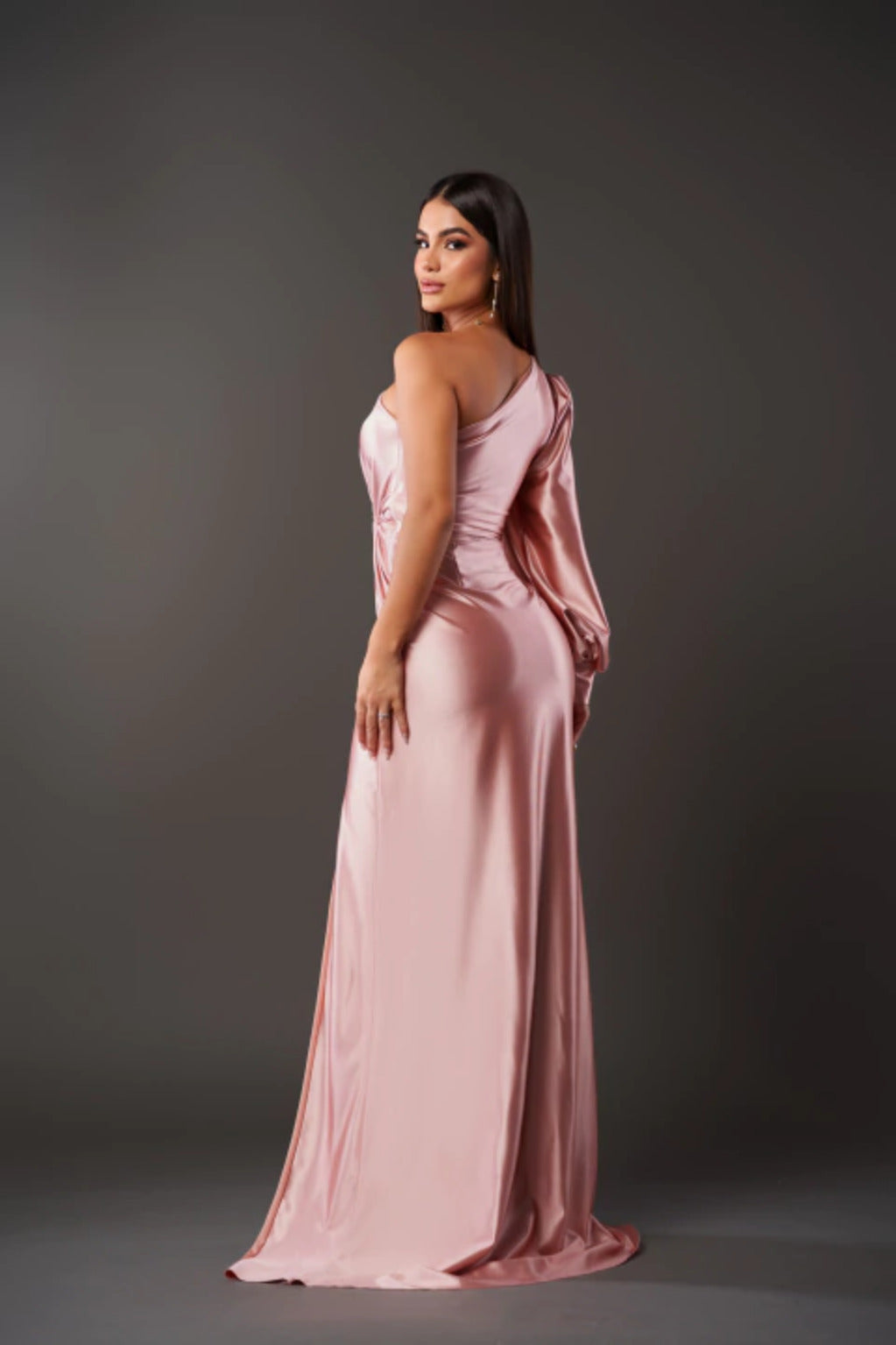 Clara | Women’s Graduation Dress With One-Shoulder Sleeve And Side Slit | Elegant