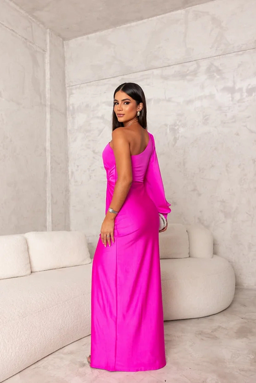 Clara | Women’s Graduation Dress With One-Shoulder Sleeve And Side Slit | Elegant