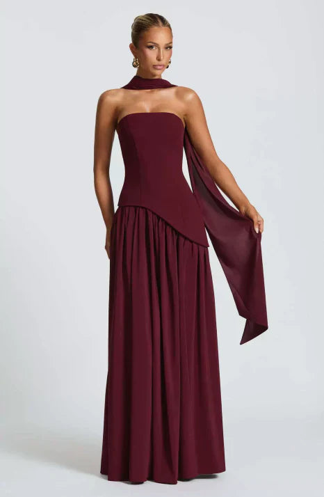 Deana | Women’s Strapless Asymmetrical Maxi Dress