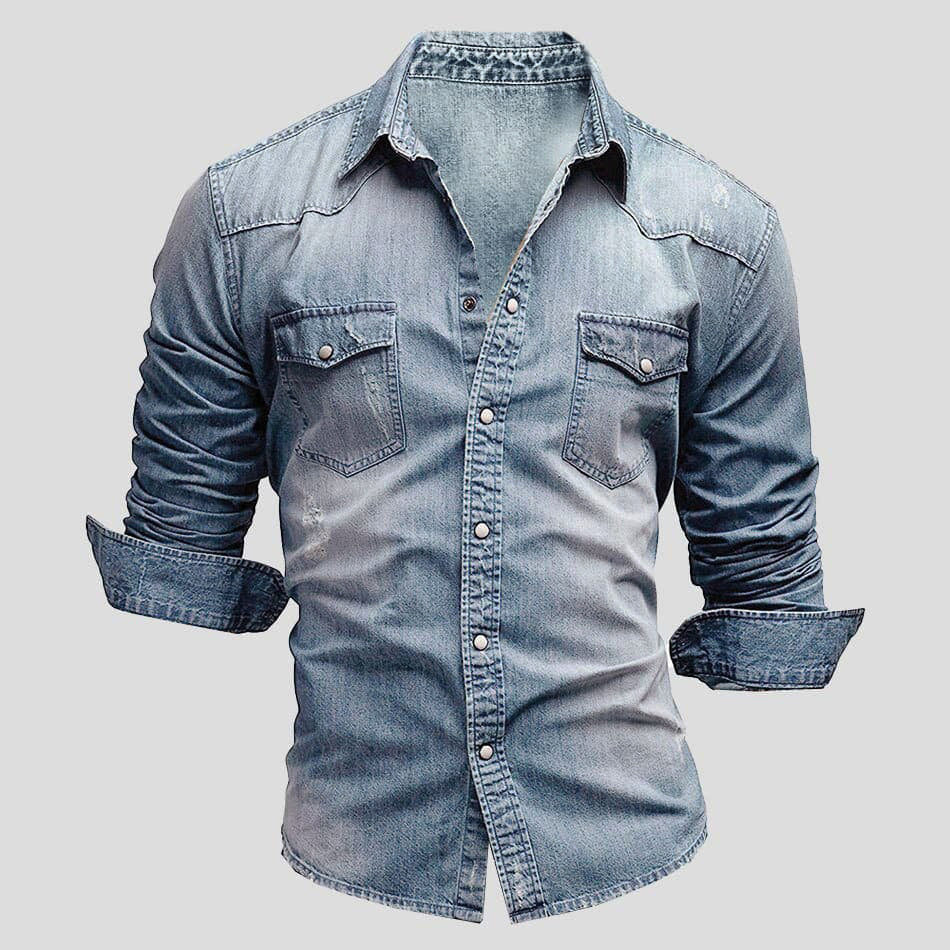 Denaro | Men’s Denim Button-Up Shirt