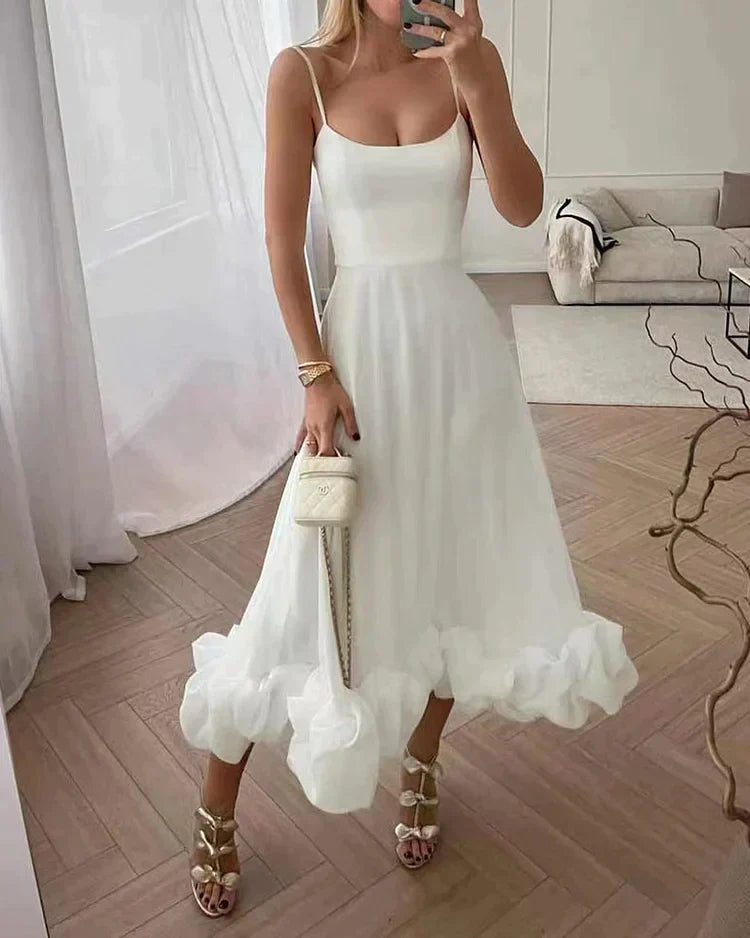 Mirelle | Women's Summer Dress With Spaghetti Straps And Tiered Hem | Minimalist
