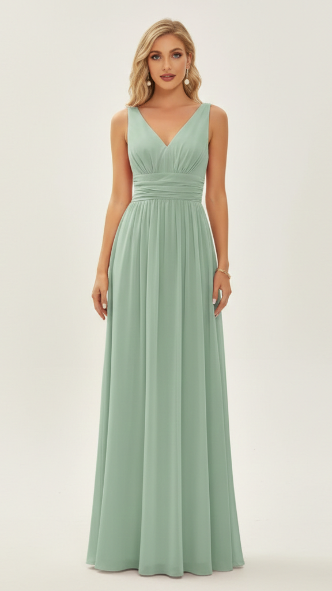 Brielle | Women's Wedding Guest Dress With V-Neckline And Ruched Waist
