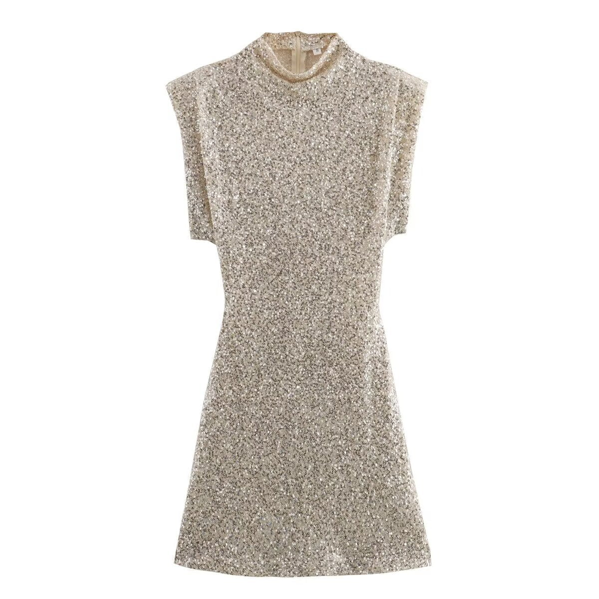 Halle | Women's Sparkle Dress With Sequin Slim Fit And O-Neck Design | Party