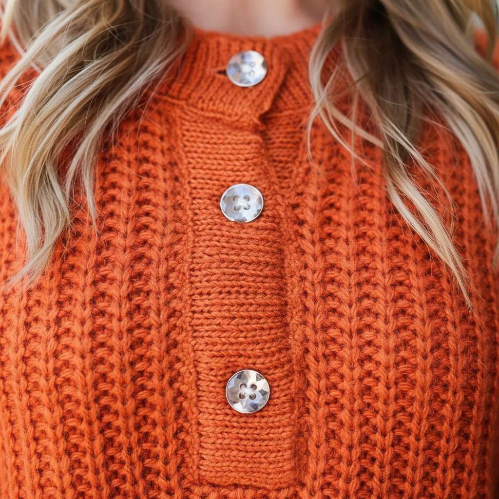 Hannah | Women Sweater With Loose Knit Fabric And Henley Button Detail | Casual Style