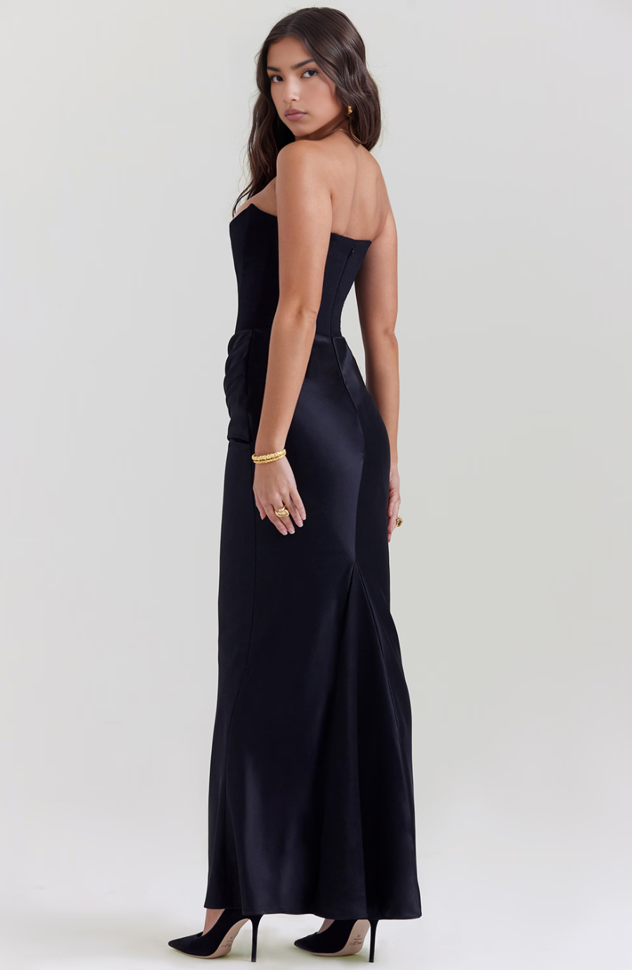 Hera | Women's Cocktail Dress With Strapless Satin Design And Elegant Draped Silhouette | Party