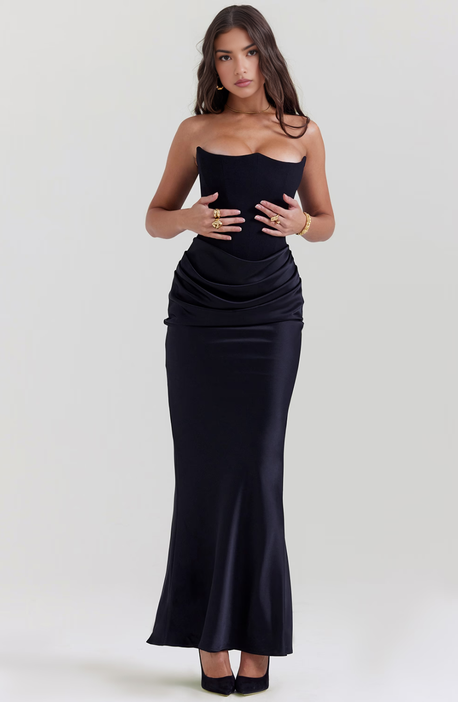 Hera | Women's Cocktail Dress With Strapless Satin Design And Elegant Draped Silhouette | Party