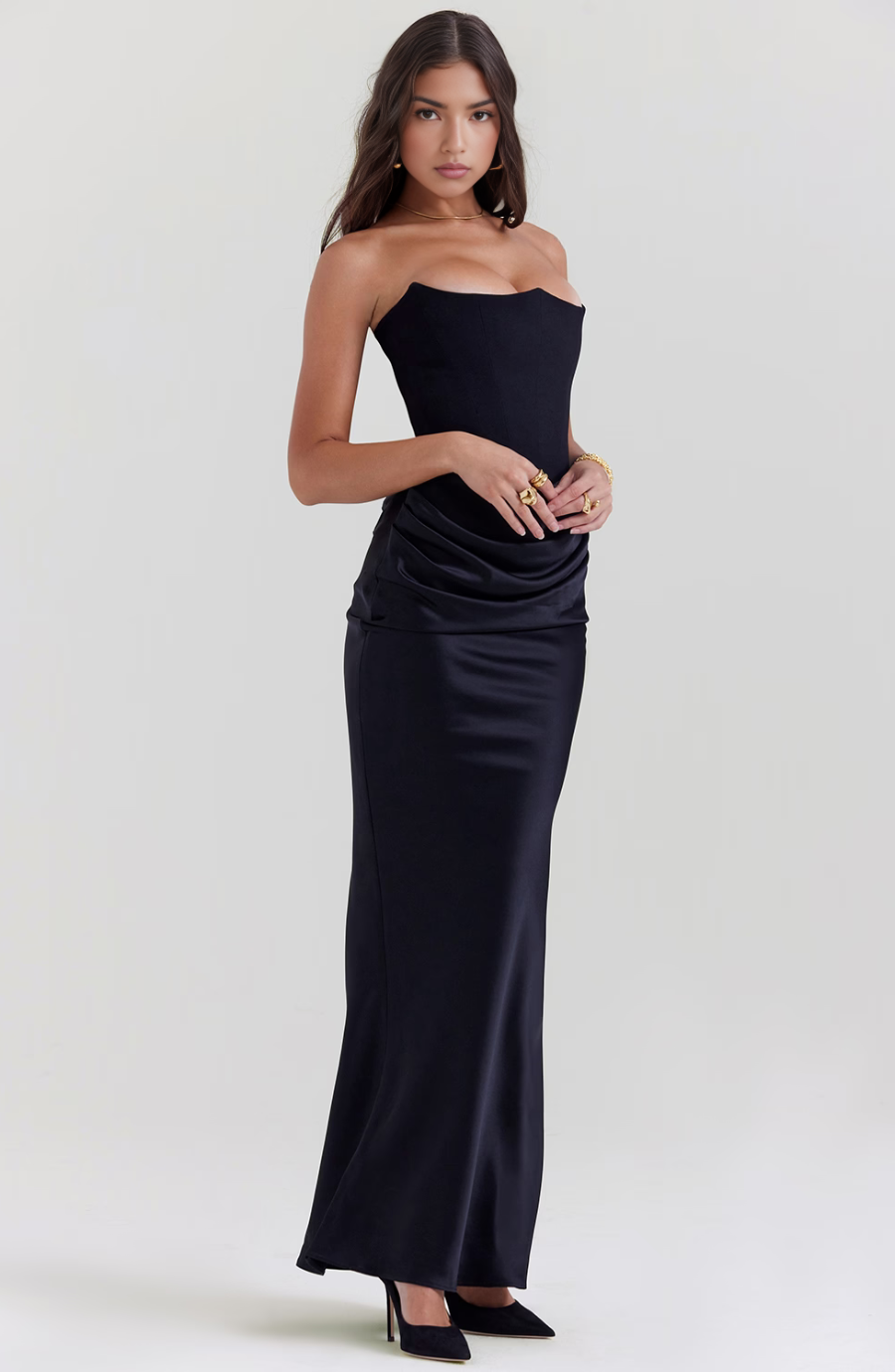Hera | Women's Cocktail Dress With Strapless Satin Design And Elegant Draped Silhouette | Party