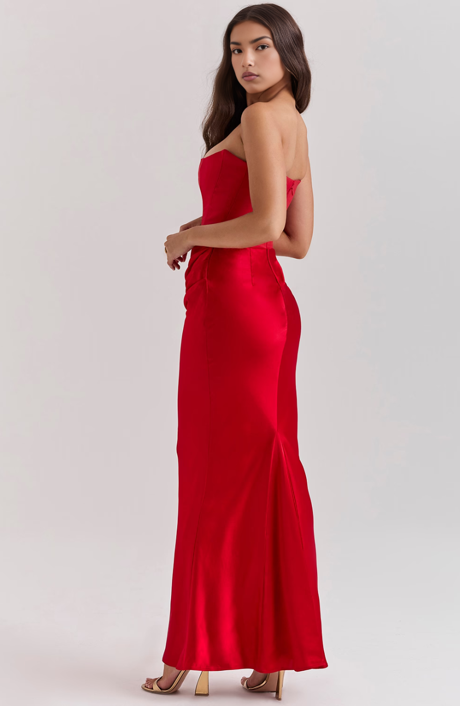 Hera | Women's Cocktail Dress With Strapless Satin Design And Elegant Draped Silhouette | Party