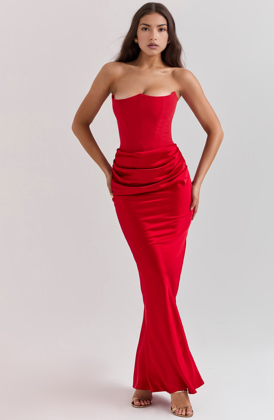Hera | Women's Cocktail Dress With Strapless Satin Design And Elegant Draped Silhouette | Party