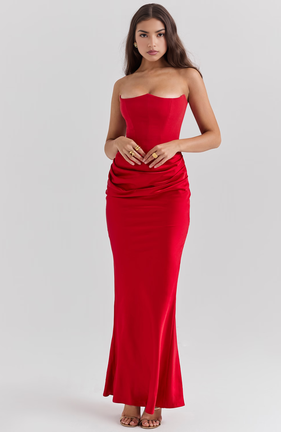 Hera | Women's Cocktail Dress With Strapless Satin Design And Elegant Draped Silhouette | Party