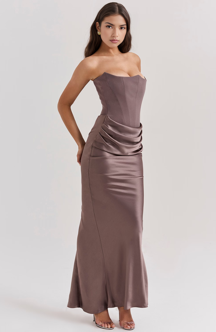Hera | Women's Cocktail Dress With Strapless Satin Design And Elegant Draped Silhouette | Party