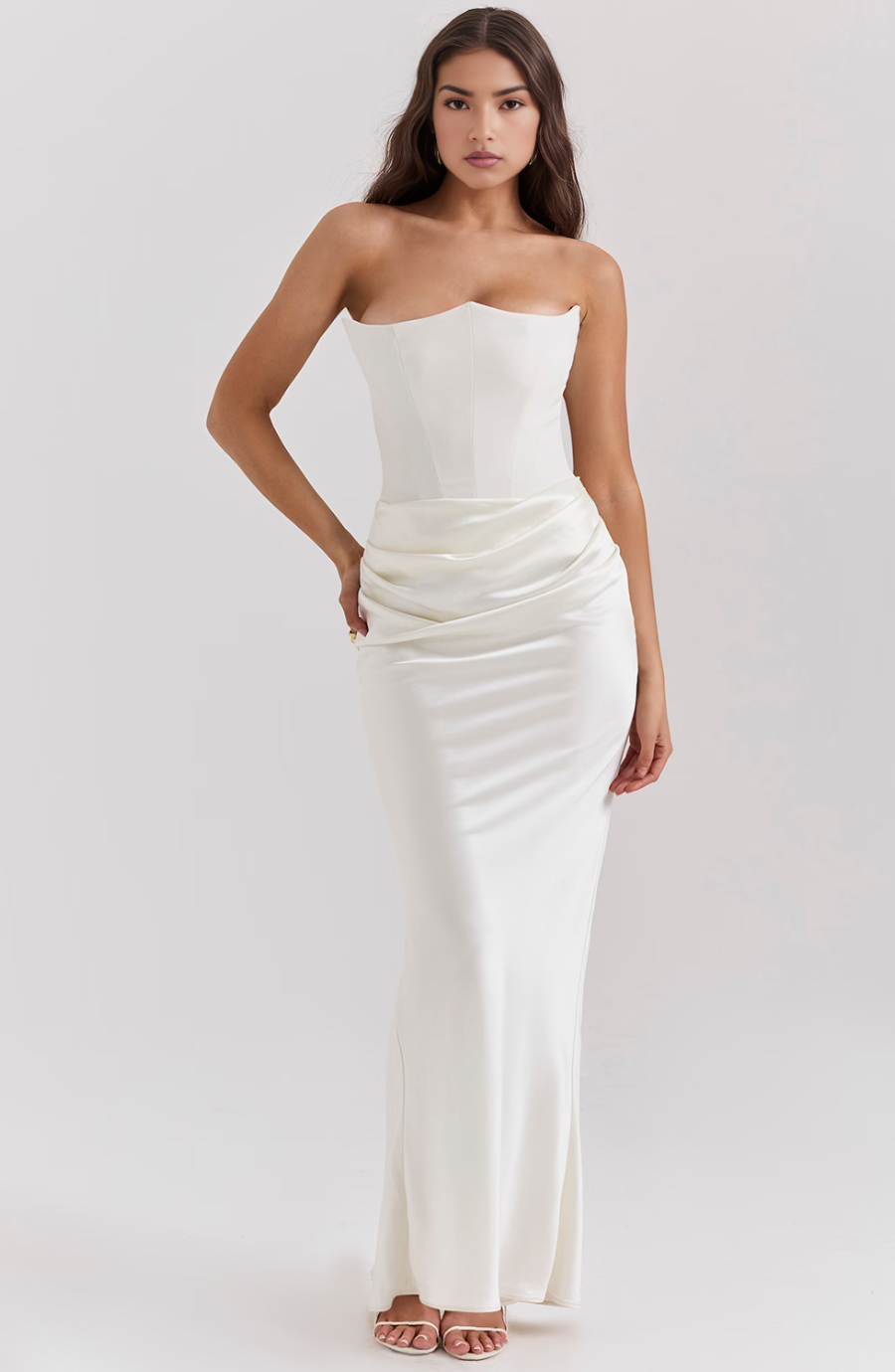 Hera | Women's Cocktail Dress With Strapless Satin Design And Elegant Draped Silhouette | Party