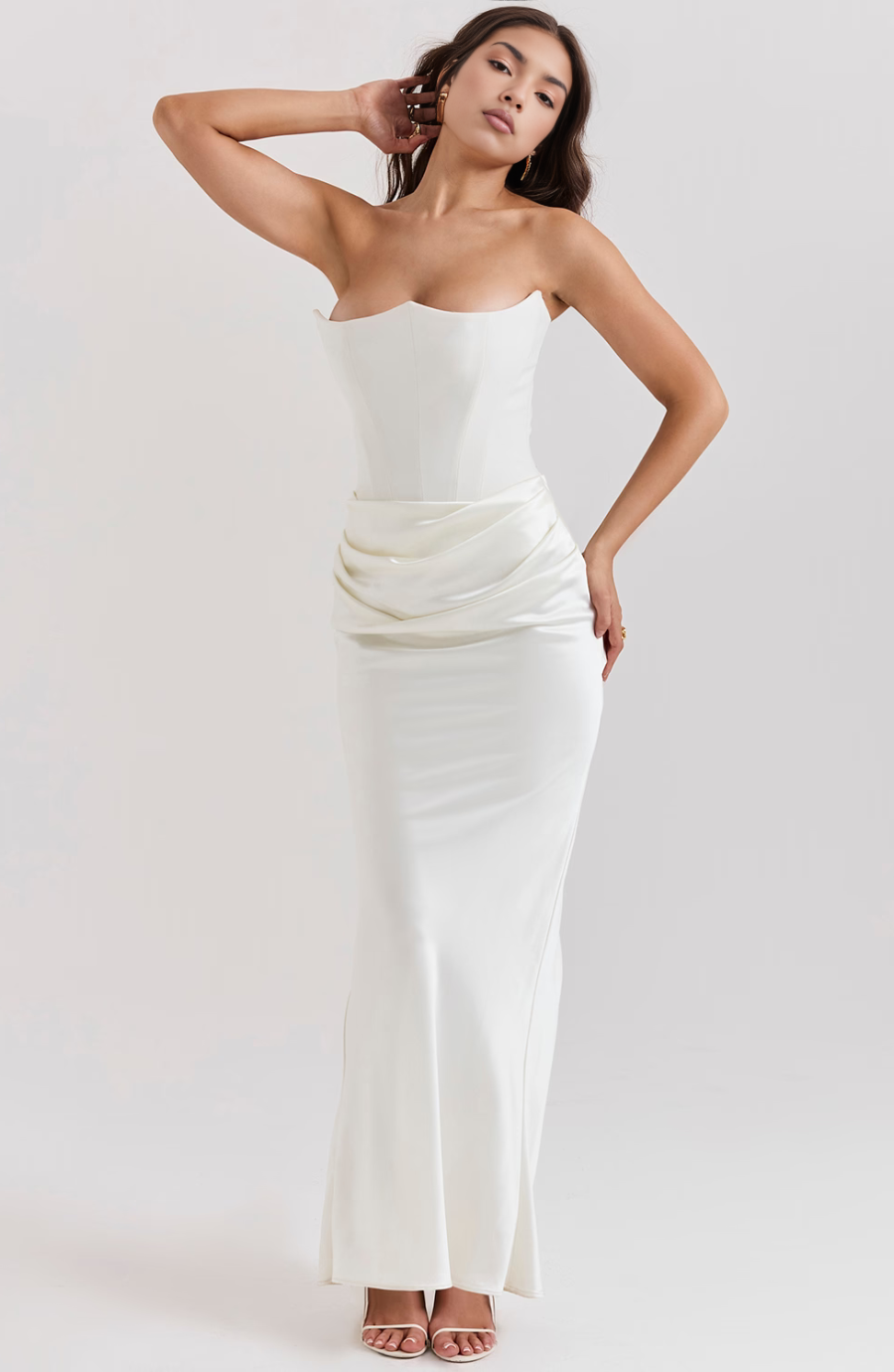 Hera | Women's Cocktail Dress With Strapless Satin Design And Elegant Draped Silhouette | Party
