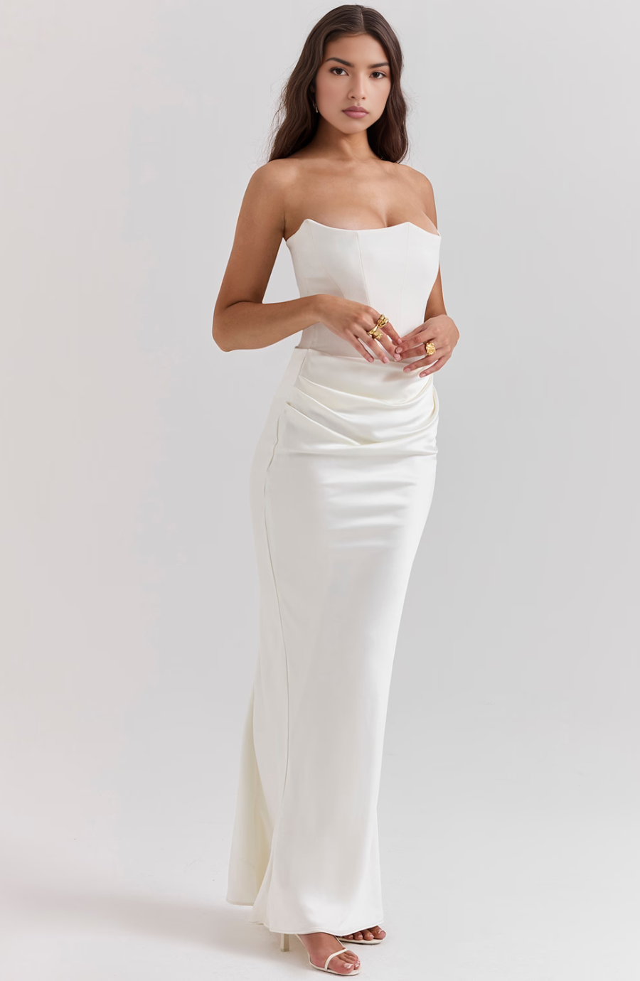 Hera | Women's Cocktail Dress With Strapless Satin Design And Elegant Draped Silhouette | Party