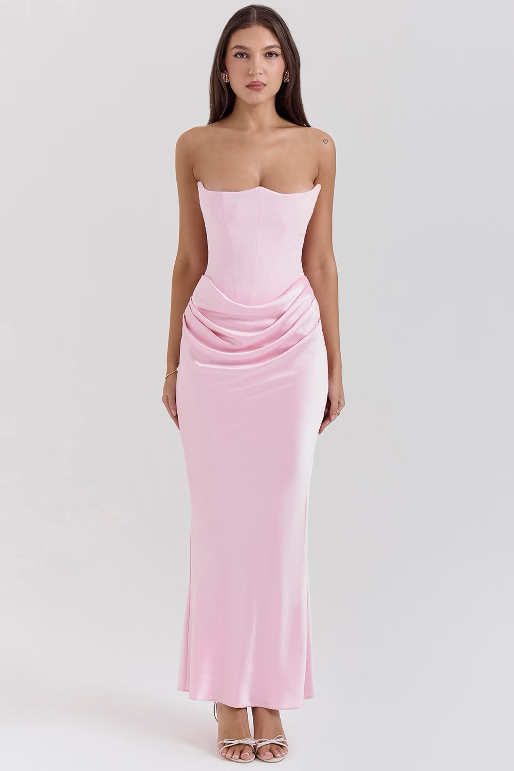 Hera | Women's Cocktail Dress With Strapless Satin Design And Elegant Draped Silhouette | Party