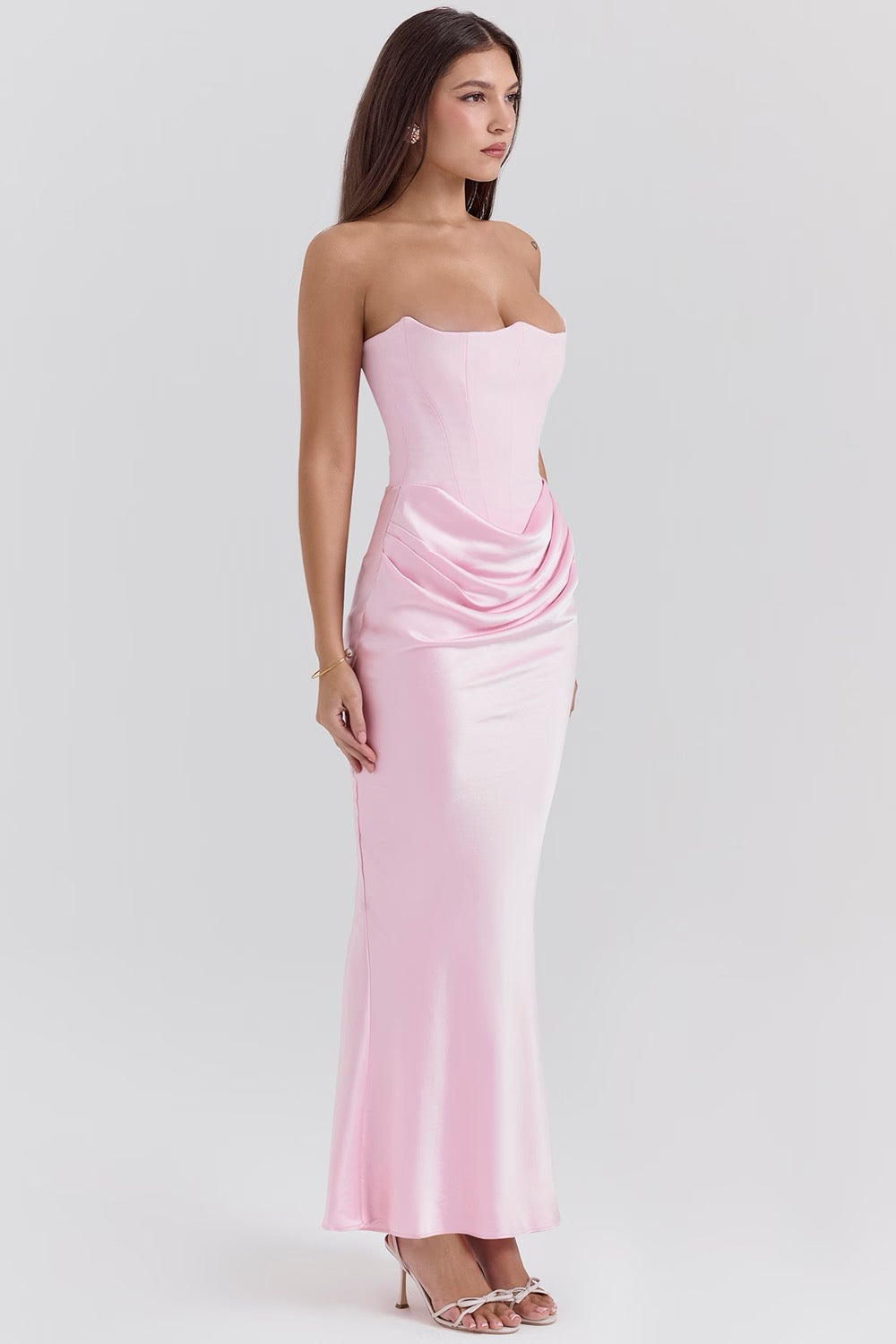 Hera | Women's Cocktail Dress With Strapless Satin Design And Elegant Draped Silhouette | Party