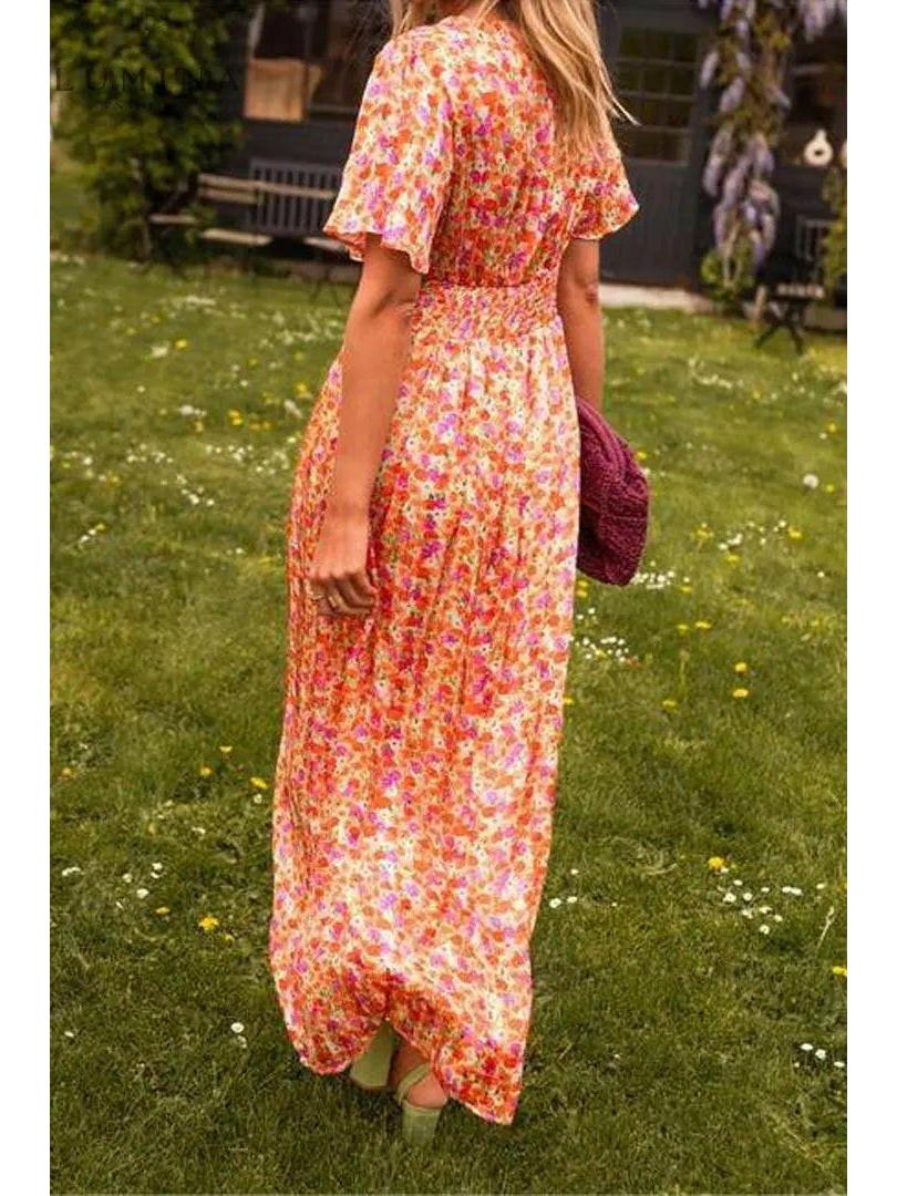 Isabelle | Women's Summer Dress With Flutter Sleeves And Floral Print | Romantic