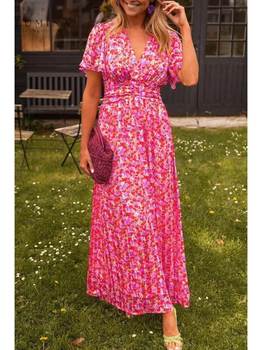 Isabelle | Women's Summer Dress With Flutter Sleeves And Floral Print | Romantic
