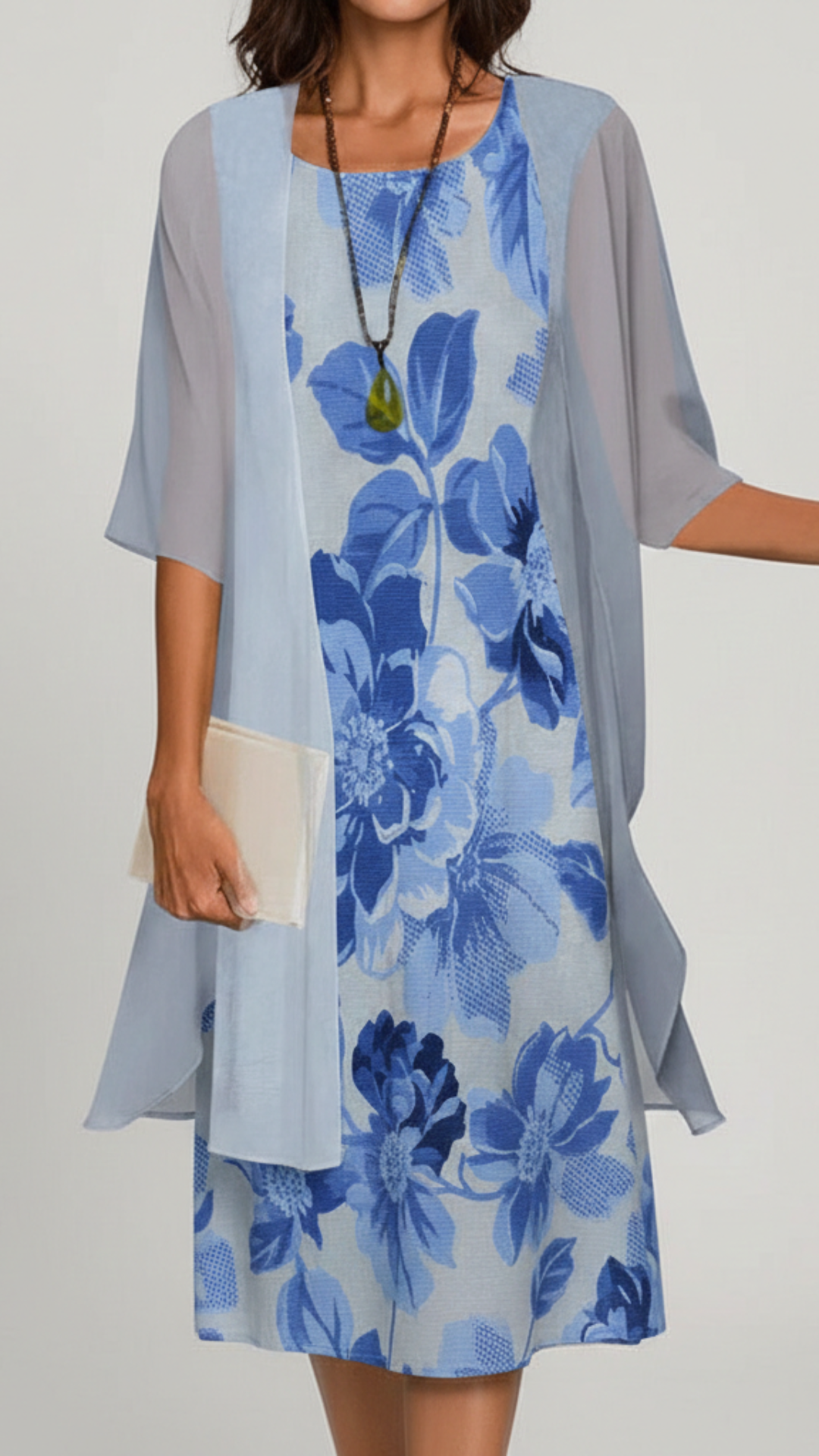 Calista | Women's Wedding Guest Dress With Floral Print And Sheer Overlay