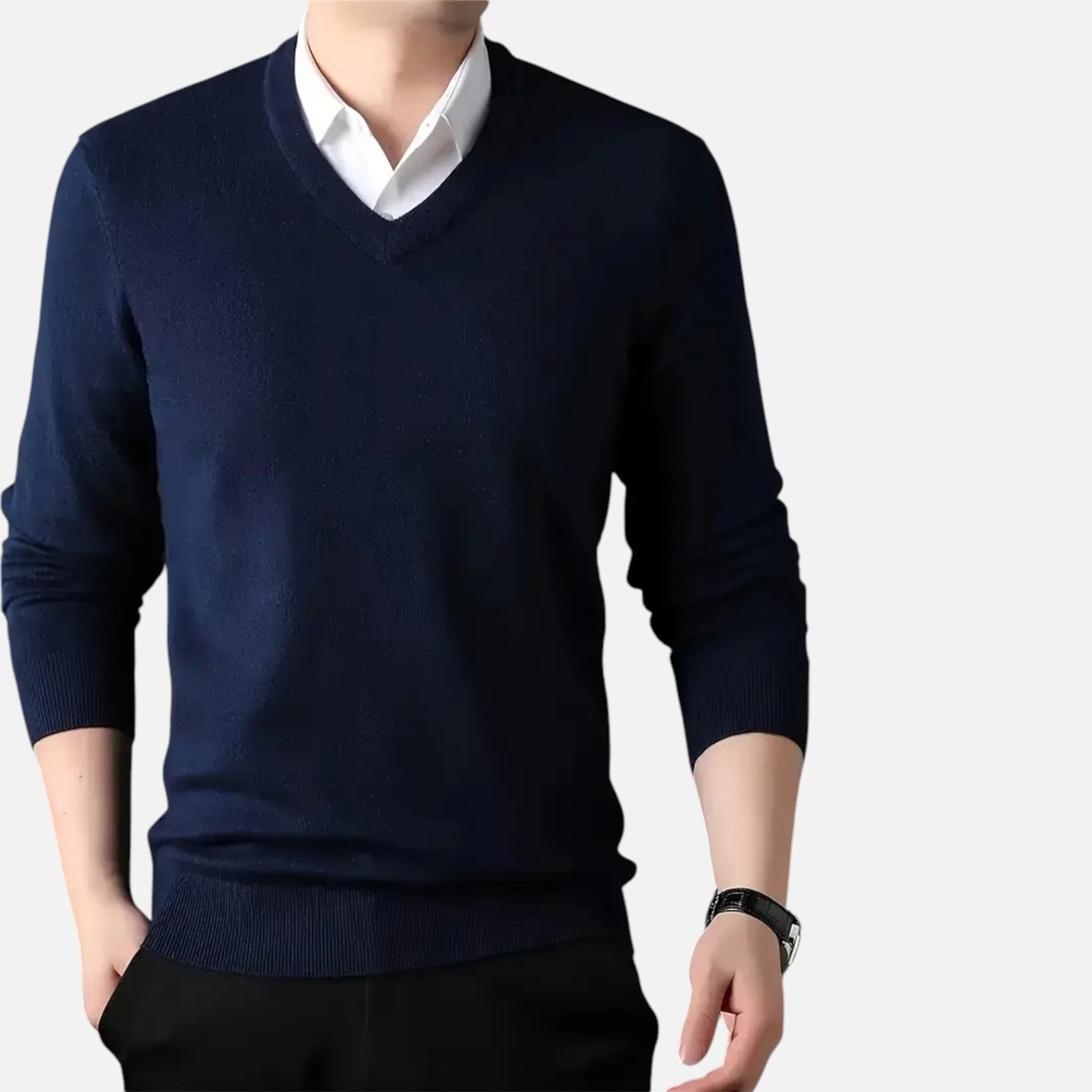 Mason | Men's Knit Cardigan With Long Sleeve And V Neck | Timeless