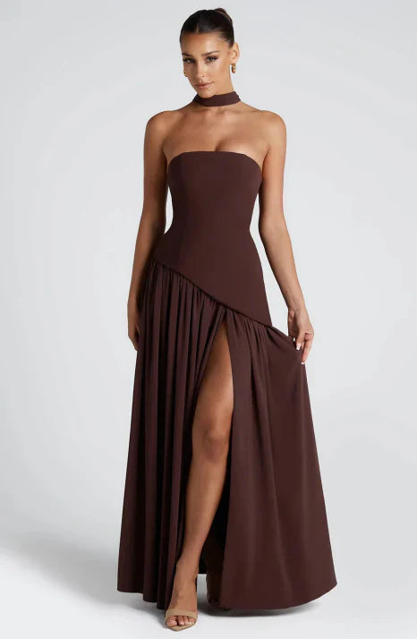 Deana | Women’s Strapless Asymmetrical Maxi Dress