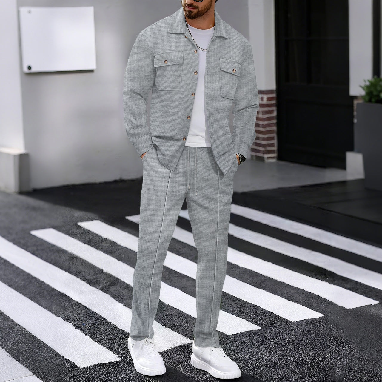 Murel | Men’s Textured Two-Piece Set (Jacket & Trousers)