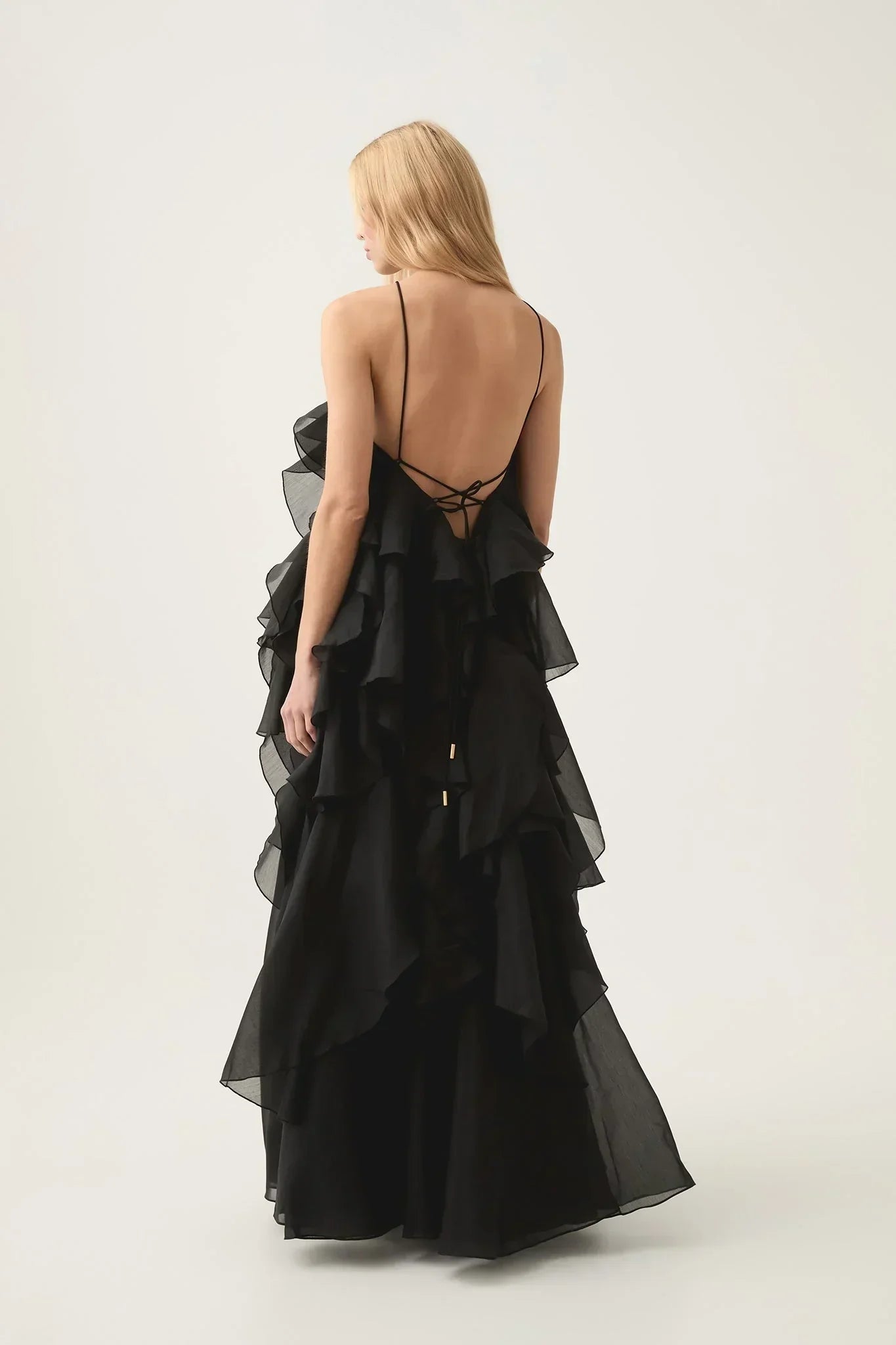 Nephele | Women's Cocktail Dress With Halter Neck And Layered Ruffle Maxi Silhouette | Elegant