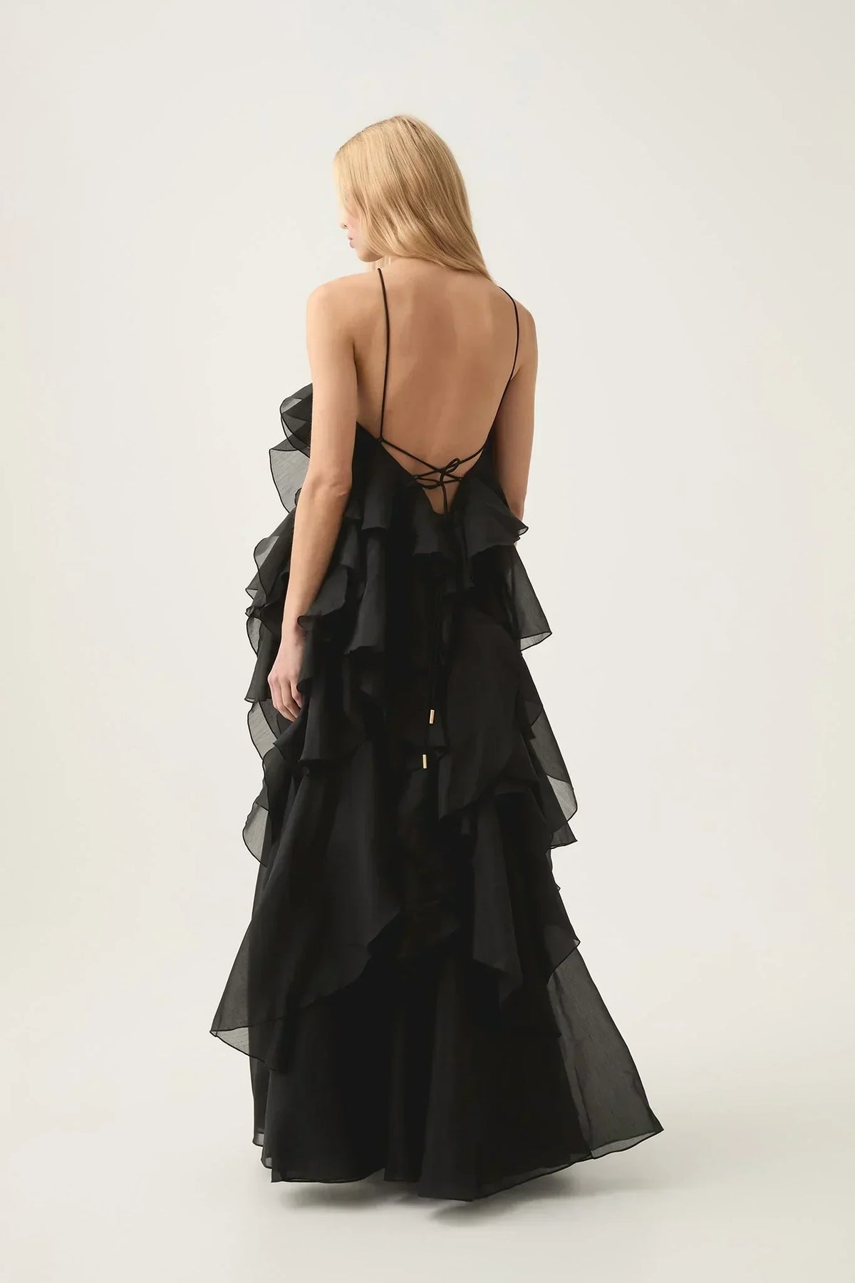 Nephele | Women's Cocktail Dress With Halter Neck And Layered Ruffle Maxi Silhouette | Elegant